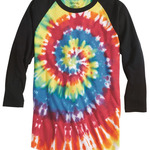 Three-Quarter Sleeve Raglan Tie-Dyed T-Shirt