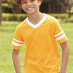 Youth V-Neck Jersey with Striped Sleeves