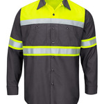 Hi-Visibility Colorblock Ripstop Long Sleeve Work Shirt - Tall Sizes