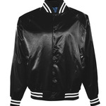 Satin Baseball Jacket Striped Trim